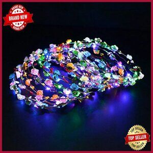 LED Flower Crown Headband Set with 3 Flash Modes for Parties & Weddings